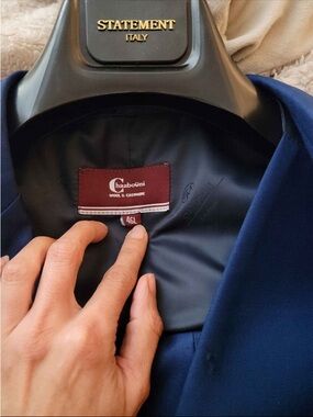 Chaabouni Navy Wool & Cashmere Men's Suit Jacket